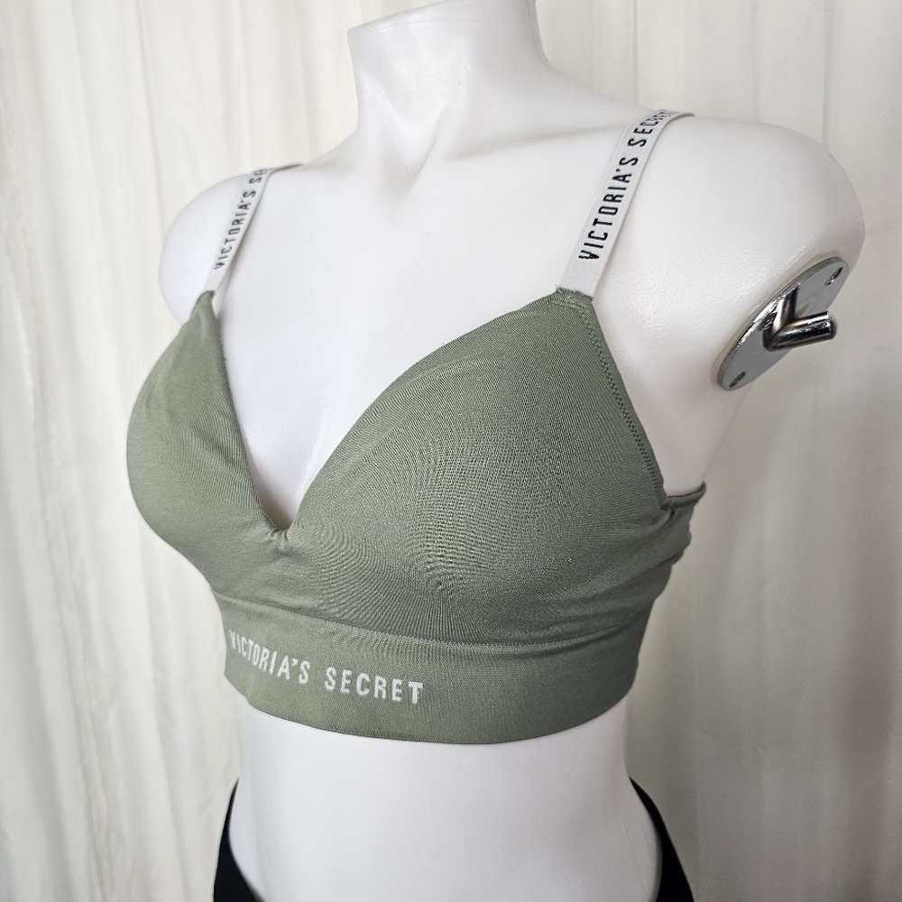 Victoria's Secret Wireless Bralette Sage Green Medium - Picture 2 of 7